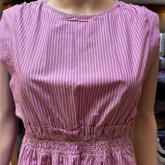 Loft Lavender & White Sleeveless Midi Dress Cotton Size Small Petite - Picture 4 of 7